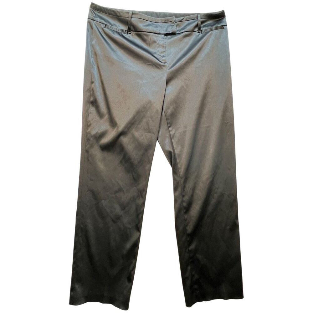 Apostrophe Naomi Women Low Rise Satin Straight Leg Pants Stretch Sz 18 Black